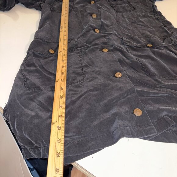 rag & bone 100% Silk Black Shirt Dress Collar Brass Buttons size 6 - Picture 9 of 12